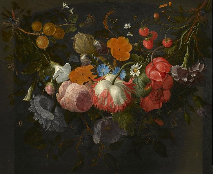 Swag of Flowers Hanging in a Niche